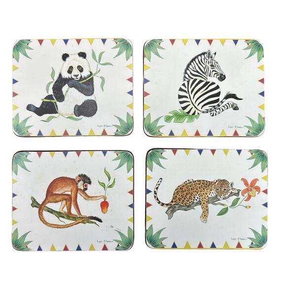 Vintage- Coaster Set of 4- Lady Clare- Art- Zoo Exotic Animals- preowned - Picture 3 of 6